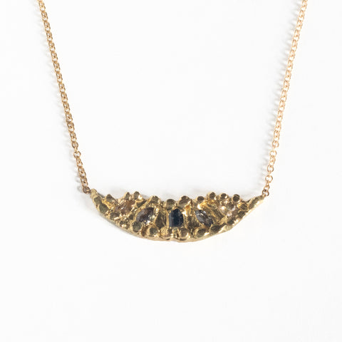 Diamond and sapphire half-moon necklace - 18k