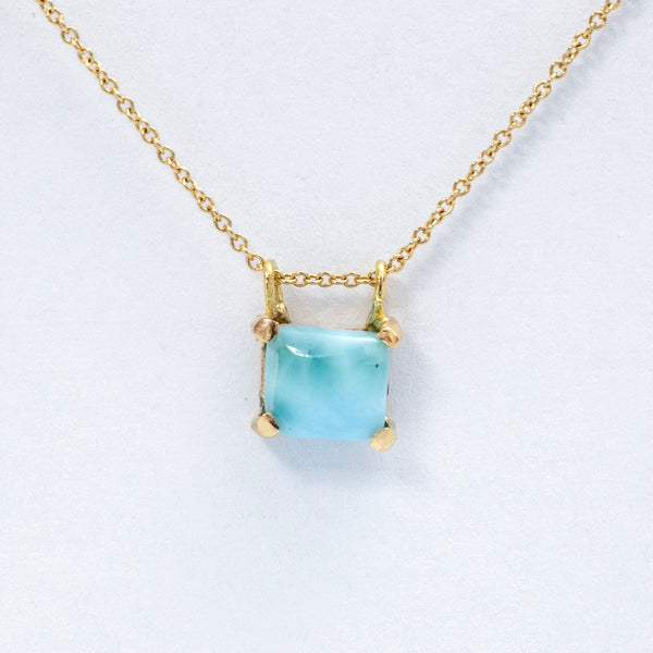 Larimar 14k gold necklace with 16" chain