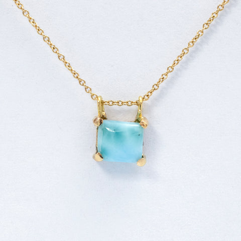 Larimar 14k gold necklace with 16" chain