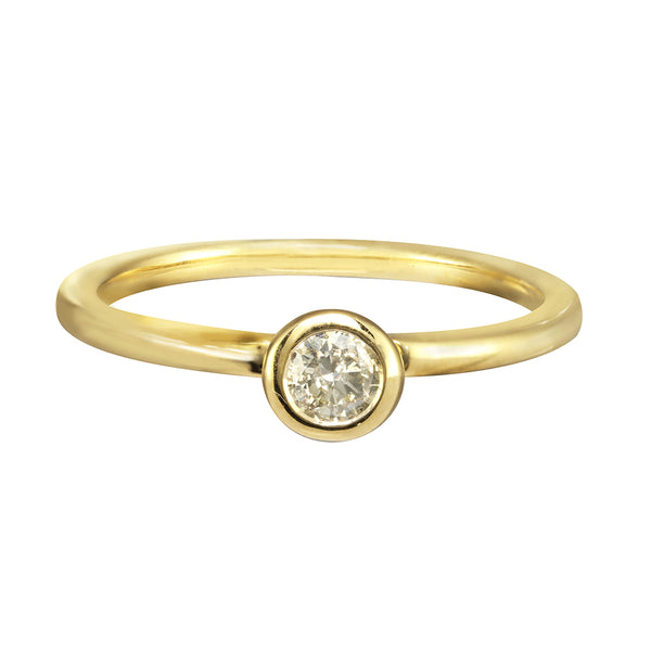 Yellow gold engagement band with a solitaire yellow diamond. 