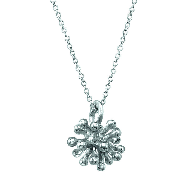 Small sterling silver Dandelion Flower Pendant Necklace with silver chain