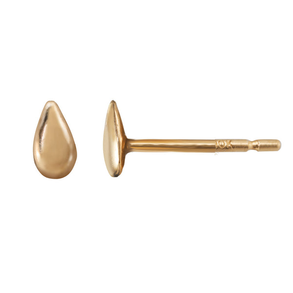 Rice or drop shaped pebble stud earrings in rose gold.