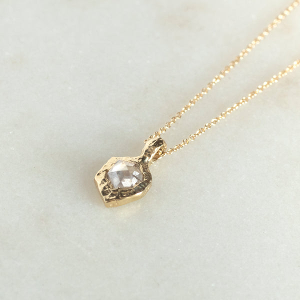 Rosecut diamond shield necklace - 14k gold