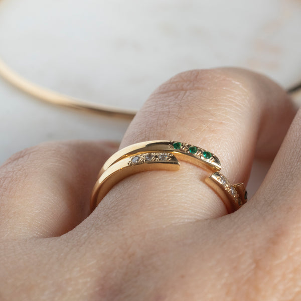 Open Arms Ring - sapphire or emerald