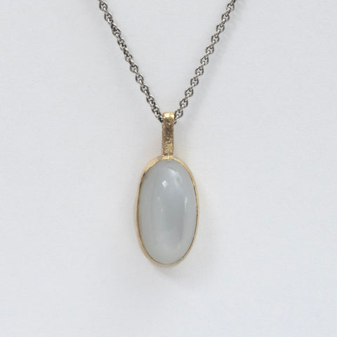 Moonstone pendant - 18k gold and oxidized sterling silver