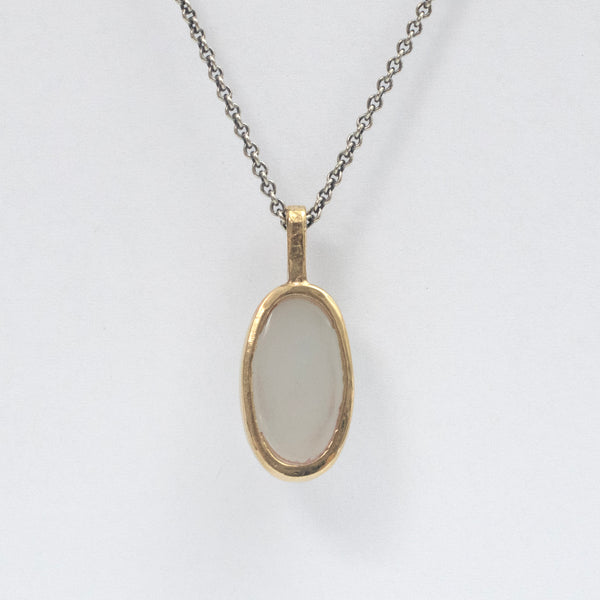 Moonstone pendant - 18k gold and oxidized sterling silver