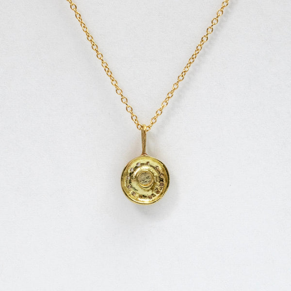 Green tourmaline simple circle necklace- 14k gold