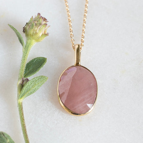 Rose cut pink sapphire pendant