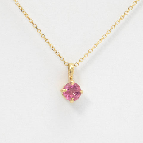 Round pink tourmaline gold pendant