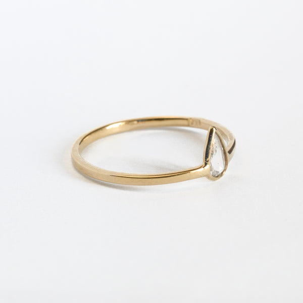 Pear shaped rose cut diamond ring - 18k gold