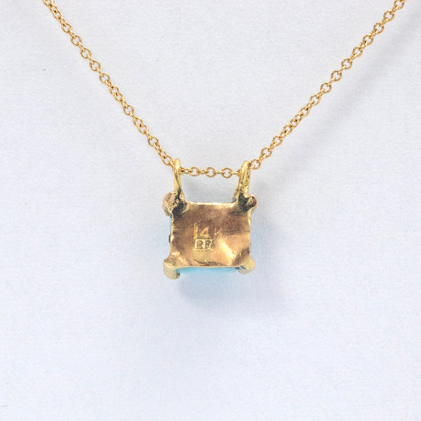 Larimar 14k gold necklace with 16" chain