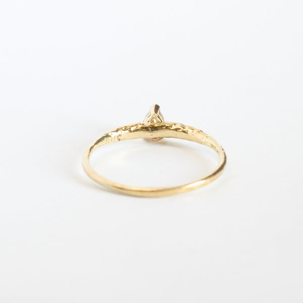 Champagne diamond crescent moon ring - 18k gold