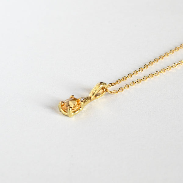 Yellow rose cut sapphire necklace - 18k gold