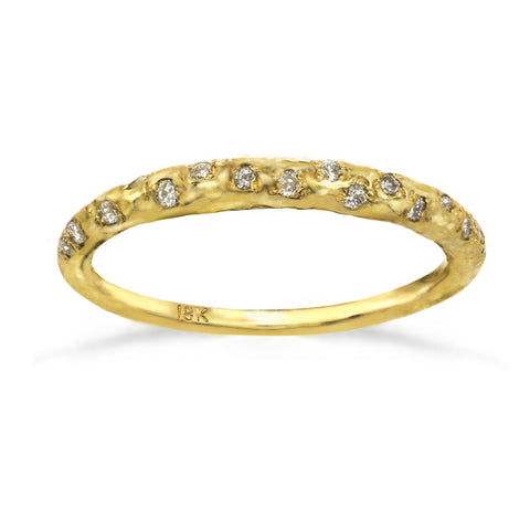 Crescent Moon Band Ring in 14kt and 18kt gold and white diamonds