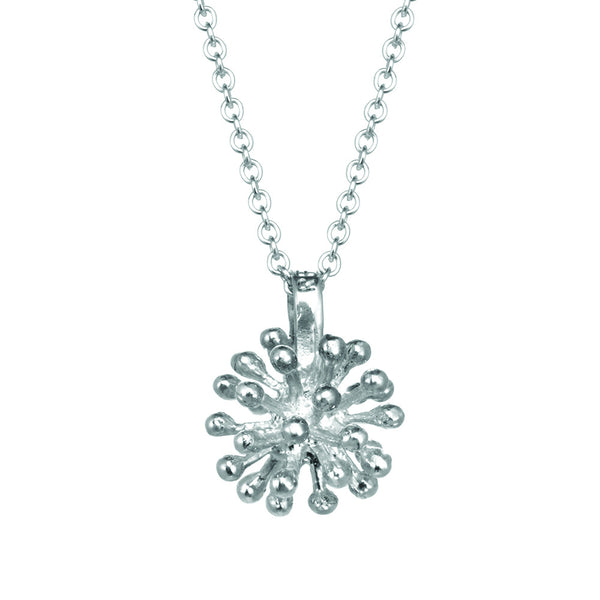 Large Sterling Silver Dandelion Flower Pendant Necklace