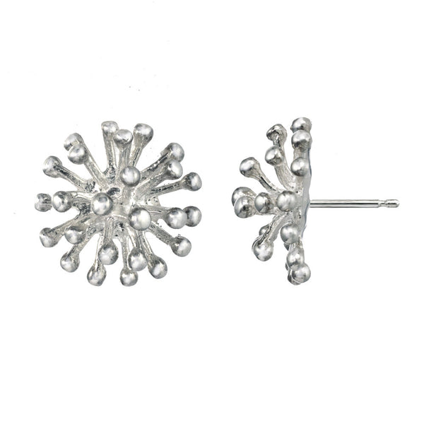 Large Sterling Silver Dandelion Flower Stud Earrings 