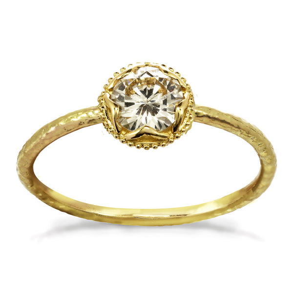 Large Champagne Diamond Ring 14kt and 18kt gold