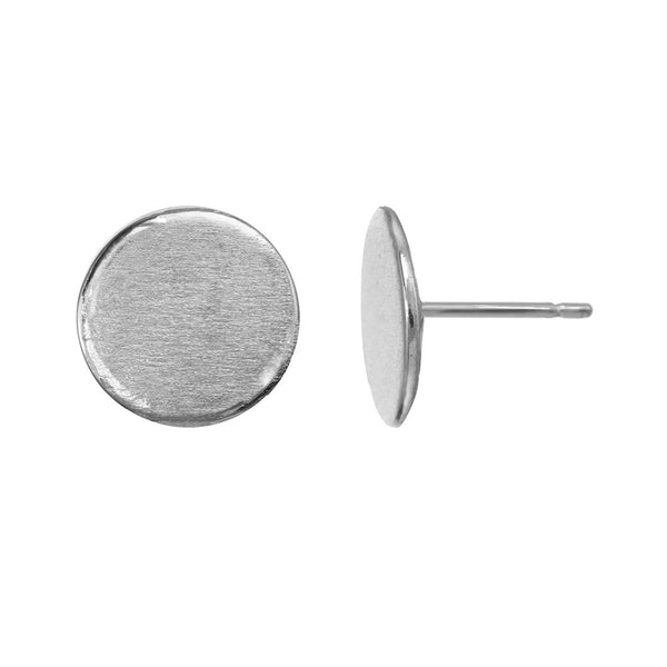 Large sterling silver circle stud earrings.