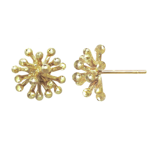 Medium 14kt and 18kt gold Dandelion Flower Stud Earrings 