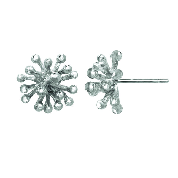Medium sterling silver Dandelion Flower Stud Earrings 