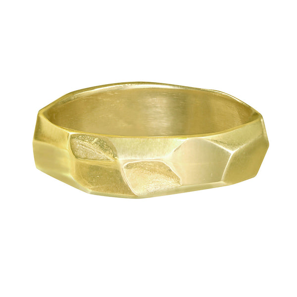 Plain gold textured wedding band for men and women.