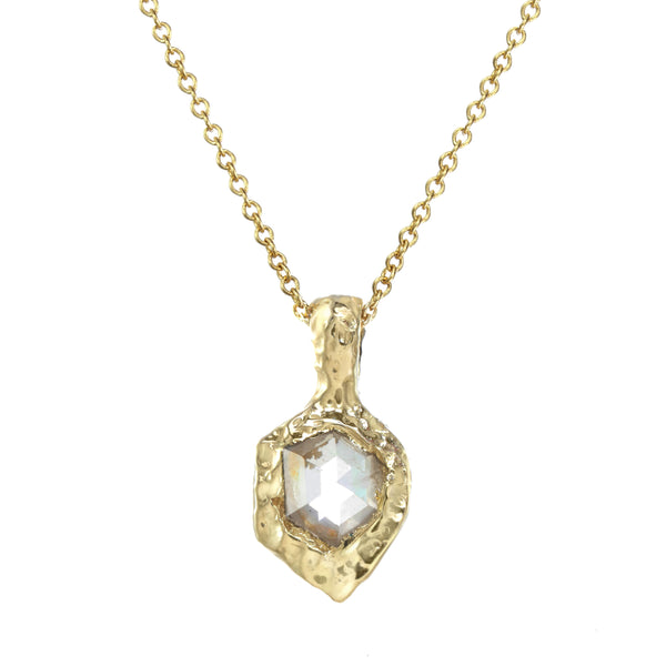 Rosecut diamond shield necklace
