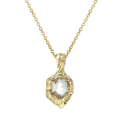 Rosecut diamond shield necklace