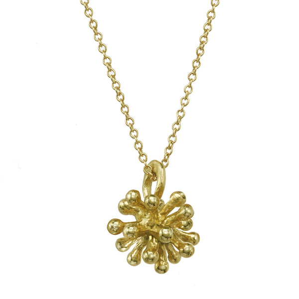 Small 14kt and 18kt Dandelion Flower Pendant Necklace with gold chain