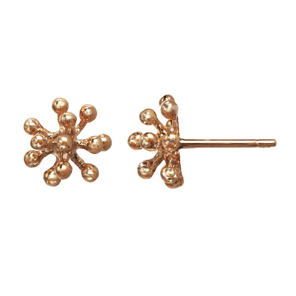 Small 14kt and 18kt rose gold Dandelion Flower Stud Earrings in pink