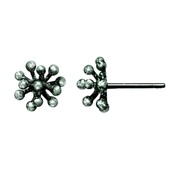 Small oxidized silver Dandelion Flower Stud Earrings 
