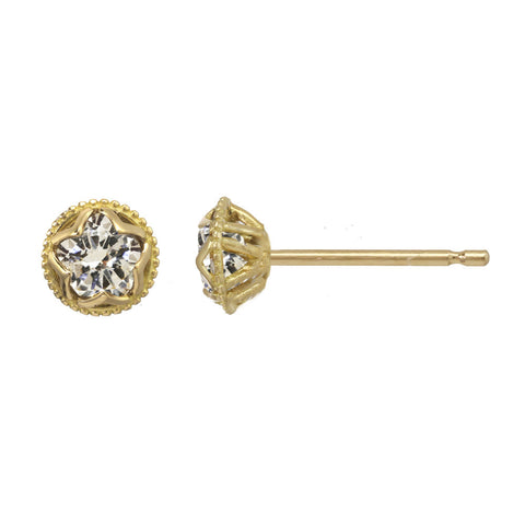 Small Champagne Diamond Stud Earrings 14kt and 18kt gold