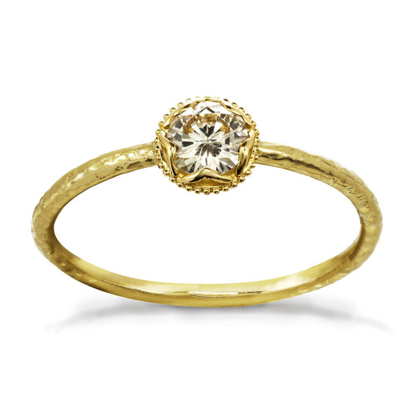 Small Champagne Diamond Ring 14kt and 18kt gold