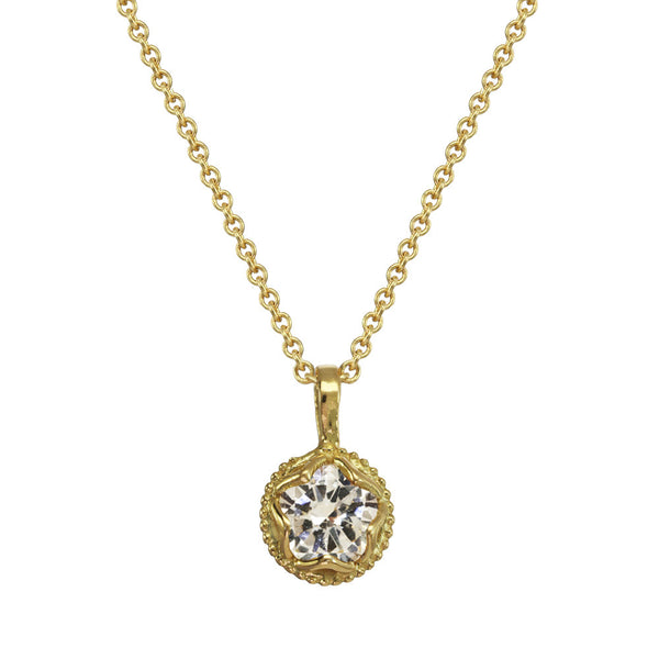 Small Champagne Diamond Pendant Necklace 14kt and 18kt gold