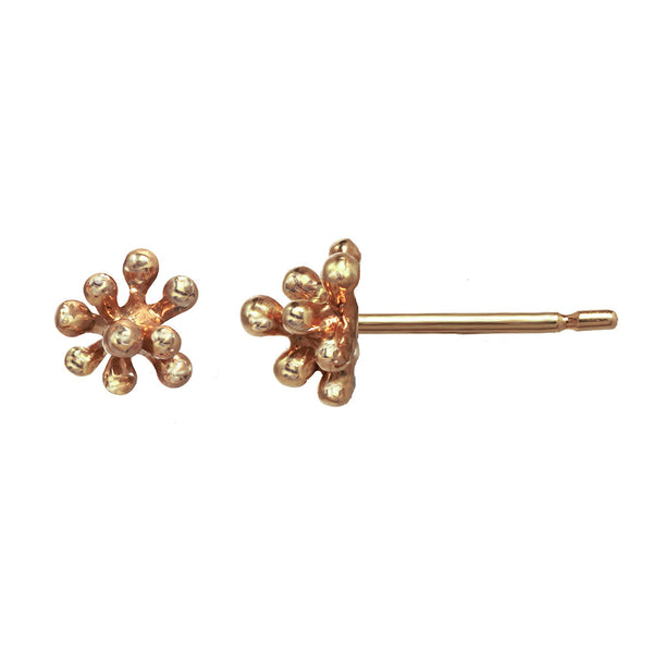 Tiny 14kt and 18kt rose gold Dandelion Flower Stud Earrings in pink
