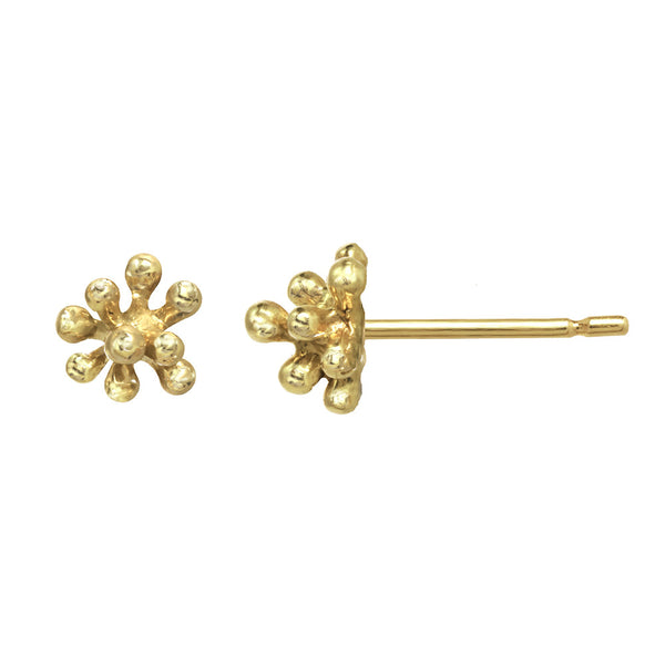 Tiny 14kt and 18kt gold Dandelion Flower Stud Earrings 