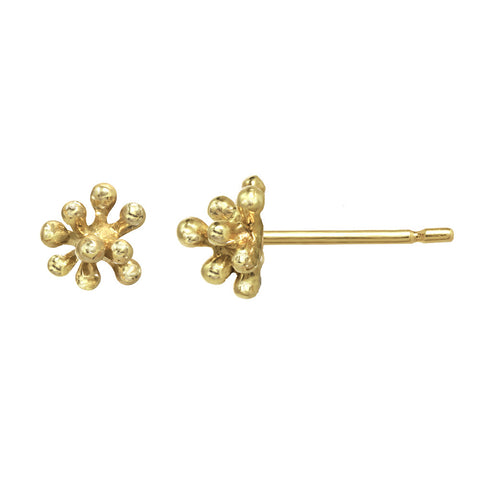 Tiny 14kt and 18kt gold Dandelion Flower Stud Earrings 